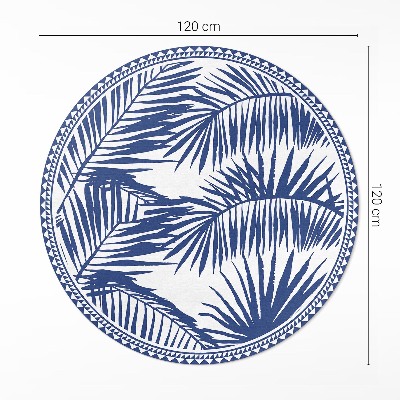 Runder pvc teppich Tropische Blätter monochrome Illustration