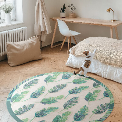 Runder vinyl teppich läufer Boho-Federn in feinem Stil