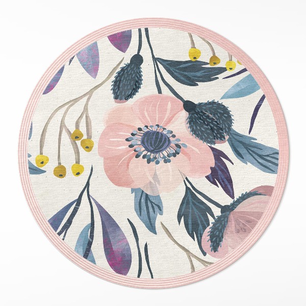 Runder vinyl teppich Pastellfarbene Blumen