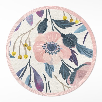 Runder vinyl teppich Pastellfarbene Blumen