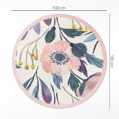 Runder vinyl teppich Pastellfarbene Blumen
