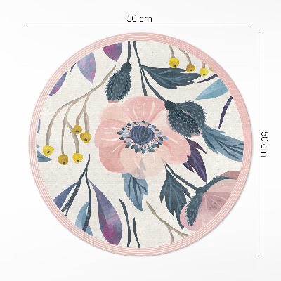 Runder vinyl teppich Pastellfarbene Blumen
