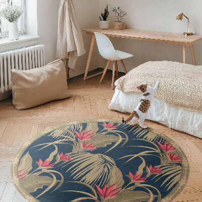Runder pvc teppich Wilde Blumen und Blätter