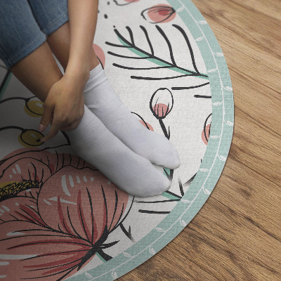 Runder vinyl teppich läufer Pastell Blumen schöne zarte Illustration
