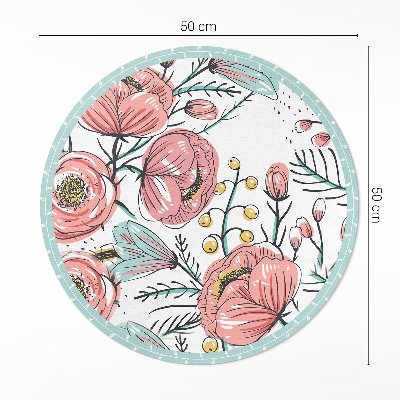 Runder vinyl teppich läufer Pastell Blumen schöne zarte Illustration