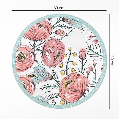 Runder vinyl teppich läufer Pastell Blumen schöne zarte Illustration