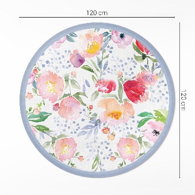 Runder teppich pvc Aquarell Blumen zarte Pflanzen
