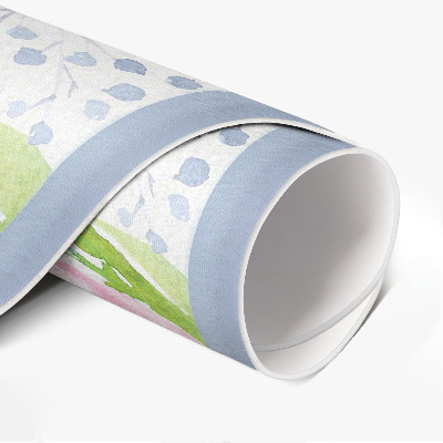 Runder teppich pvc Aquarell Blumen zarte Pflanzen