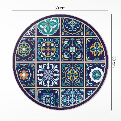 Runder vinyl teppich läufer Dunkle elegante Fliesen