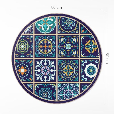 Runder vinyl teppich läufer Dunkle elegante Fliesen