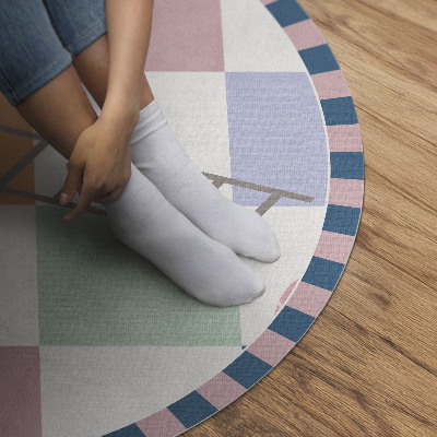 Runder teppich auf pvc Buntes abstraktes Schachbrettmuster