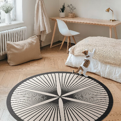 Runder vinyl teppich läufer Stilvolle Blume aus dunklen Linien