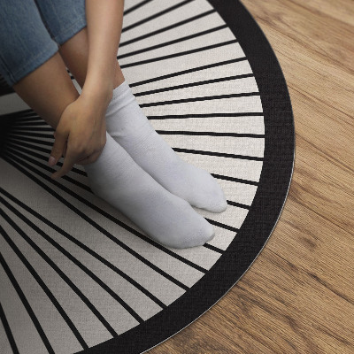 Runder vinyl teppich läufer Stilvolle Blume aus dunklen Linien