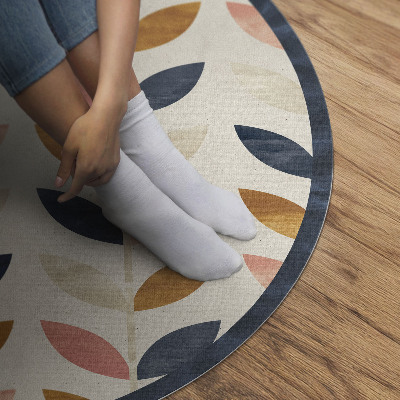 Runder teppich auf pvc Winzige Blütenblätter im Aquarell-Stil Boho
