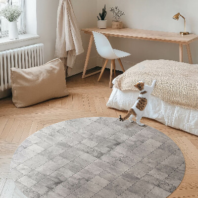 Runder vinyl teppich läufer Helle Steinfliesen industriell