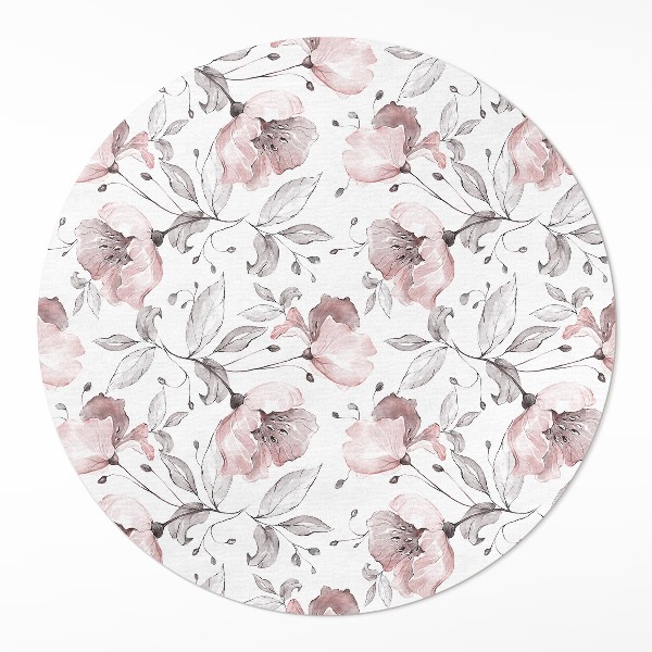 Runder vinyl teppich Wunderschön gemalte Blumen Aquarellpflanzen