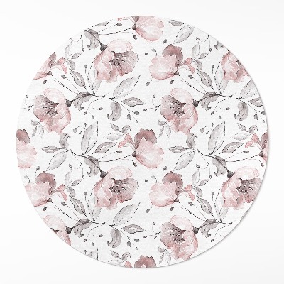 Runder vinyl teppich Wunderschön gemalte Blumen Aquarellpflanzen