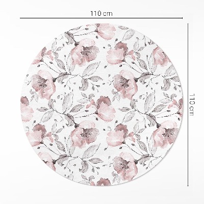 Runder vinyl teppich Wunderschön gemalte Blumen Aquarellpflanzen