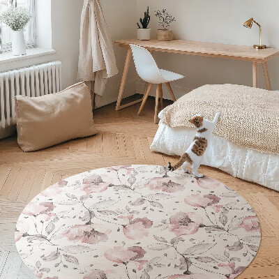 Runder vinyl teppich Wunderschön gemalte Blumen Aquarellpflanzen