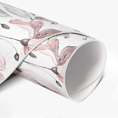 Runder vinyl teppich Wunderschön gemalte Blumen Aquarellpflanzen