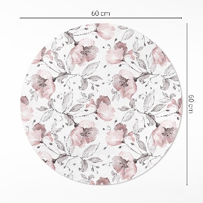 Runder vinyl teppich Wunderschön gemalte Blumen Aquarellpflanzen