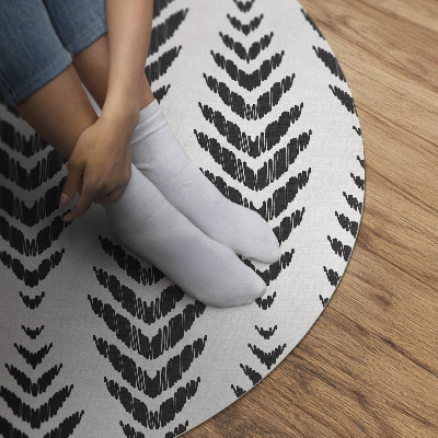 Runder teppich pvc Fischgrätenmuster Pflanzenmotiv Boho