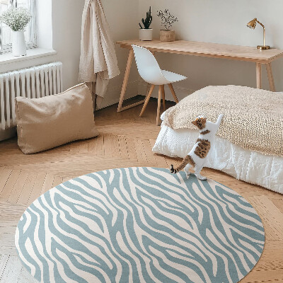 Runder vinyl teppich läufer Abstrakte Boho-Wellen in Pastellblau