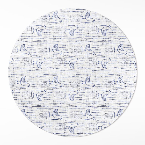 Runder teppich pvc Cartoon-Vögel zartes regelmäßiges Boho-Muster