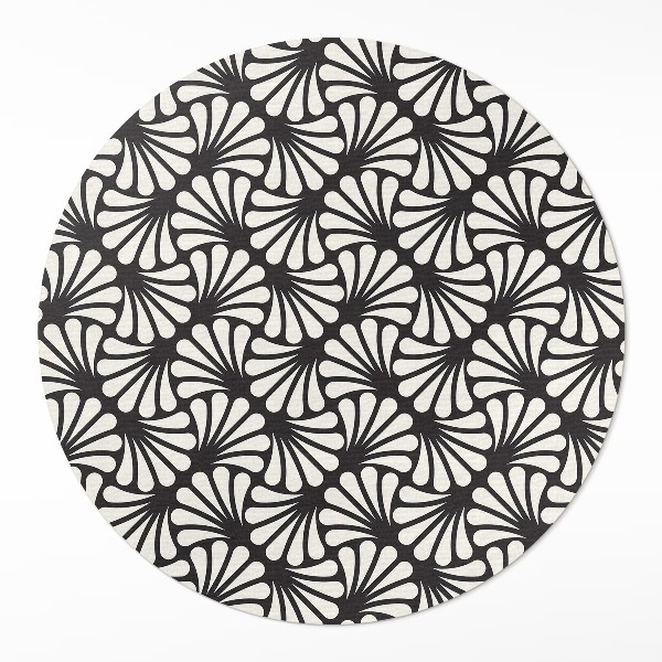 Runder pvc teppich Geometrie Blätter Ginkgo Artdeco Glamour