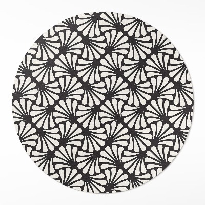 Runder pvc teppich Geometrie Blätter Ginkgo Artdeco Glamour