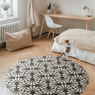 Runder pvc teppich Geometrie Blätter Ginkgo Artdeco Glamour