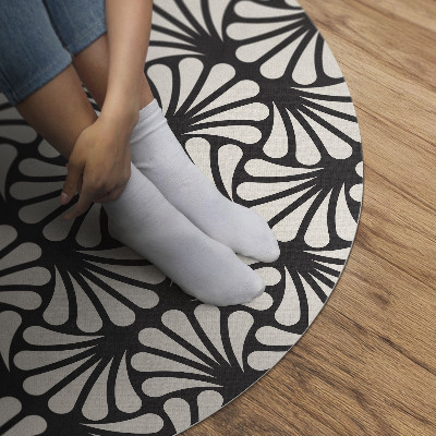Runder pvc teppich Geometrie Blätter Ginkgo Artdeco Glamour