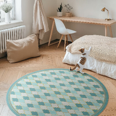Runder pvc teppich Blaues Mosaik dekorative Fliese