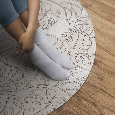 Runder teppich pvc Minimalistische Boho-Monstera-Blätter
