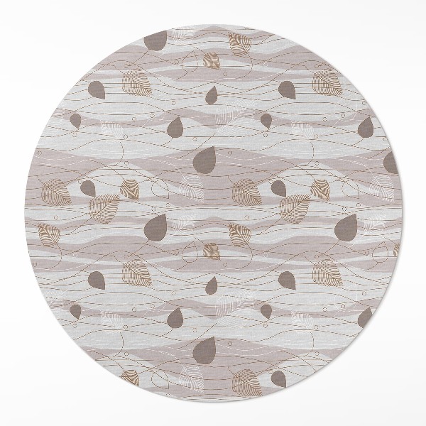 Runder vinyl teppich Boho Blütenblätter auf Welle Hintergrund Illustration
