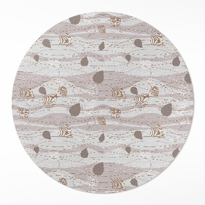 Runder vinyl teppich Boho Blütenblätter auf Welle Hintergrund Illustration