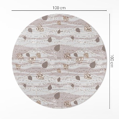 Runder vinyl teppich Boho Blütenblätter auf Welle Hintergrund Illustration