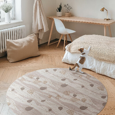 Runder vinyl teppich Boho Blütenblätter auf Welle Hintergrund Illustration