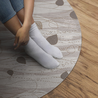 Runder vinyl teppich Boho Blütenblätter auf Welle Hintergrund Illustration