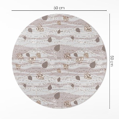 Runder vinyl teppich Boho Blütenblätter auf Welle Hintergrund Illustration