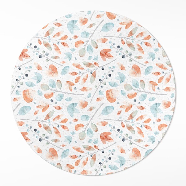 Runder pvc teppich Aquarell Zweige und Blätter Boho