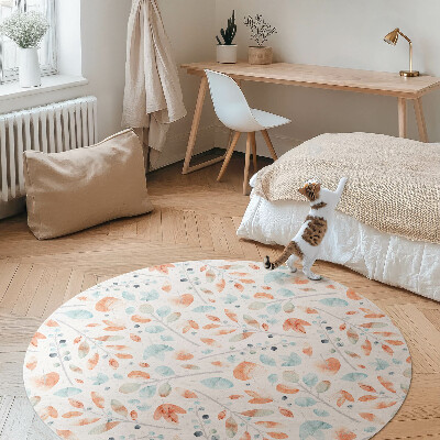 Runder pvc teppich Aquarell Zweige und Blätter Boho