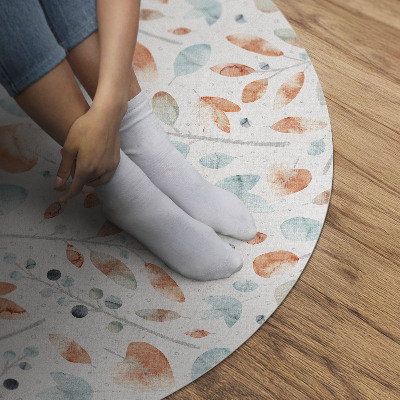 Runder pvc teppich Aquarell Zweige und Blätter Boho