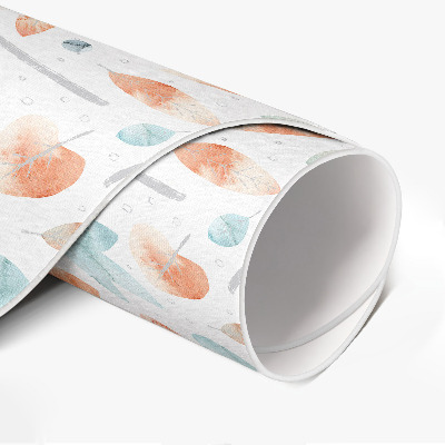 Runder pvc teppich Aquarell Zweige und Blätter Boho