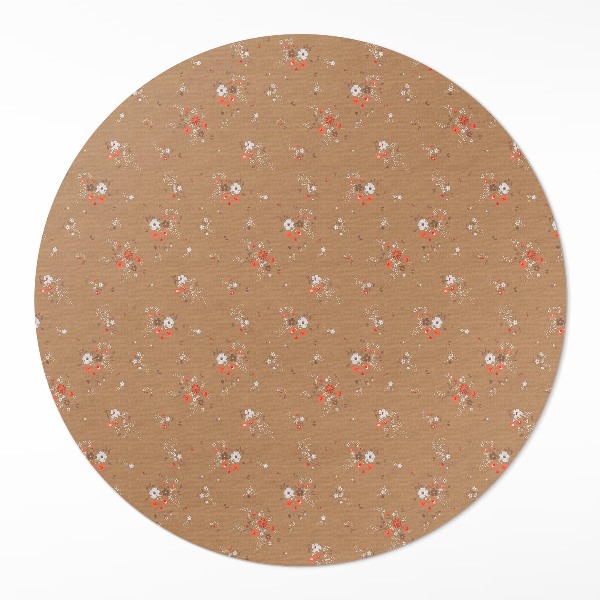 Runder vinyl teppich läufer Winzige Feldblumen im Boho-Vintage-Stil