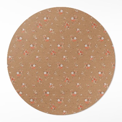 Runder vinyl teppich läufer Winzige Feldblumen im Boho-Vintage-Stil