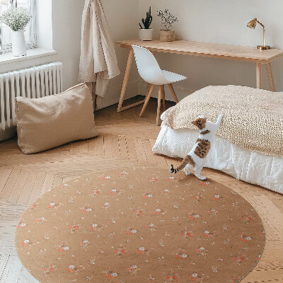 Runder vinyl teppich läufer Winzige Feldblumen im Boho-Vintage-Stil