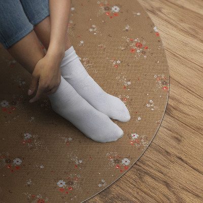 Runder vinyl teppich läufer Winzige Feldblumen im Boho-Vintage-Stil