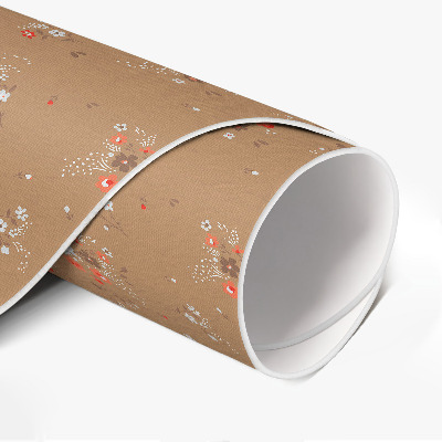 Runder vinyl teppich läufer Winzige Feldblumen im Boho-Vintage-Stil