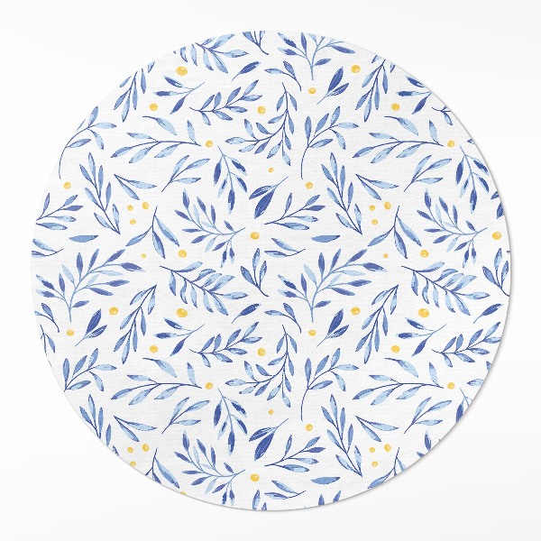 Runder teppich pvc Aquarell-Zweige, -Blütenblätter, -Punkte im Boho-Stil